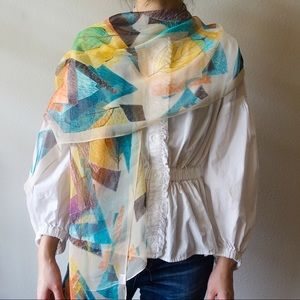 Handmade Geometric Patterns Georgette Silk Scarves